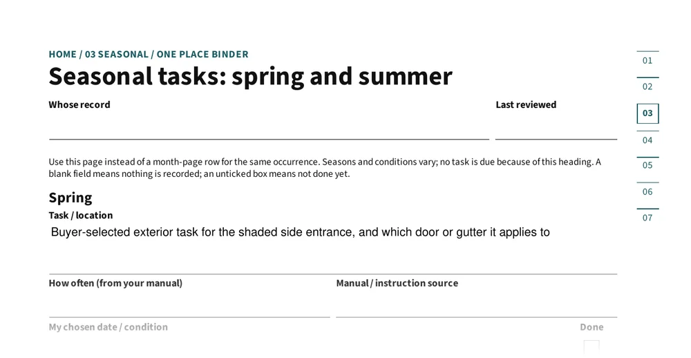 Top of page 14: Seasonal tasks