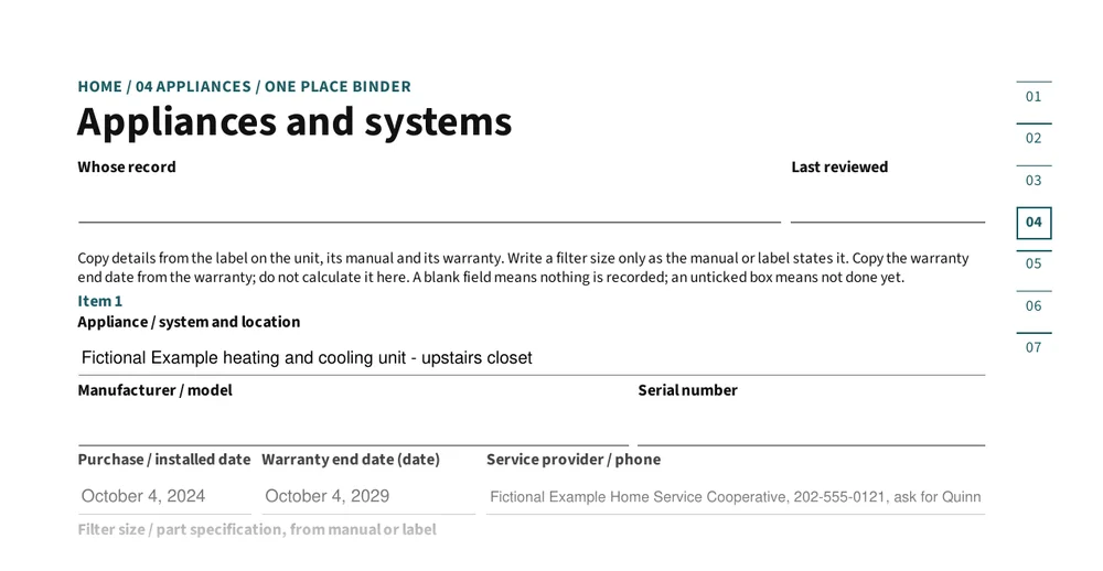 Top of page 16: Appliances and systems