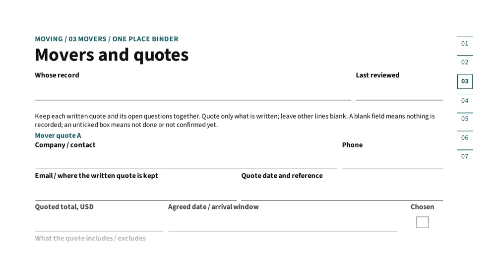 Top of page 5: Movers and quotes