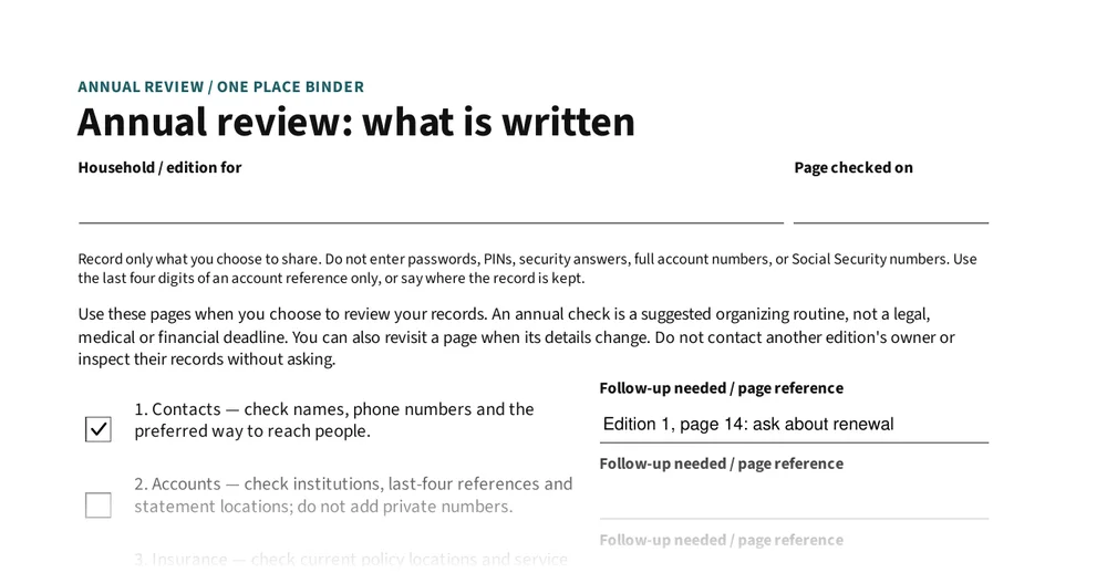 Top of page 201: Annual review: what is written