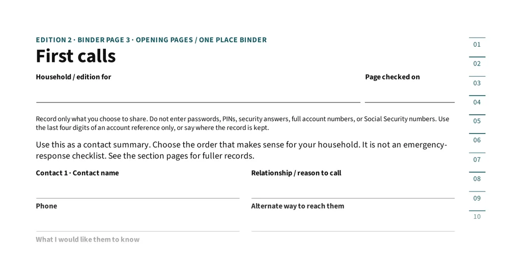 Top of page 52: Edition 2 starts with its own pages and fields