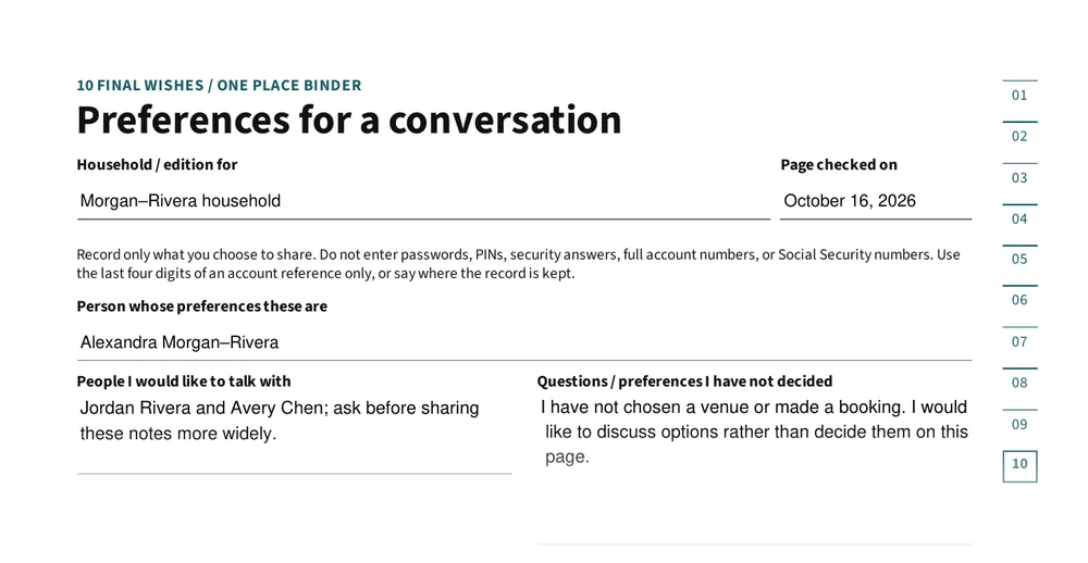 Top of page 47: Final wishes: preferences for a conversation